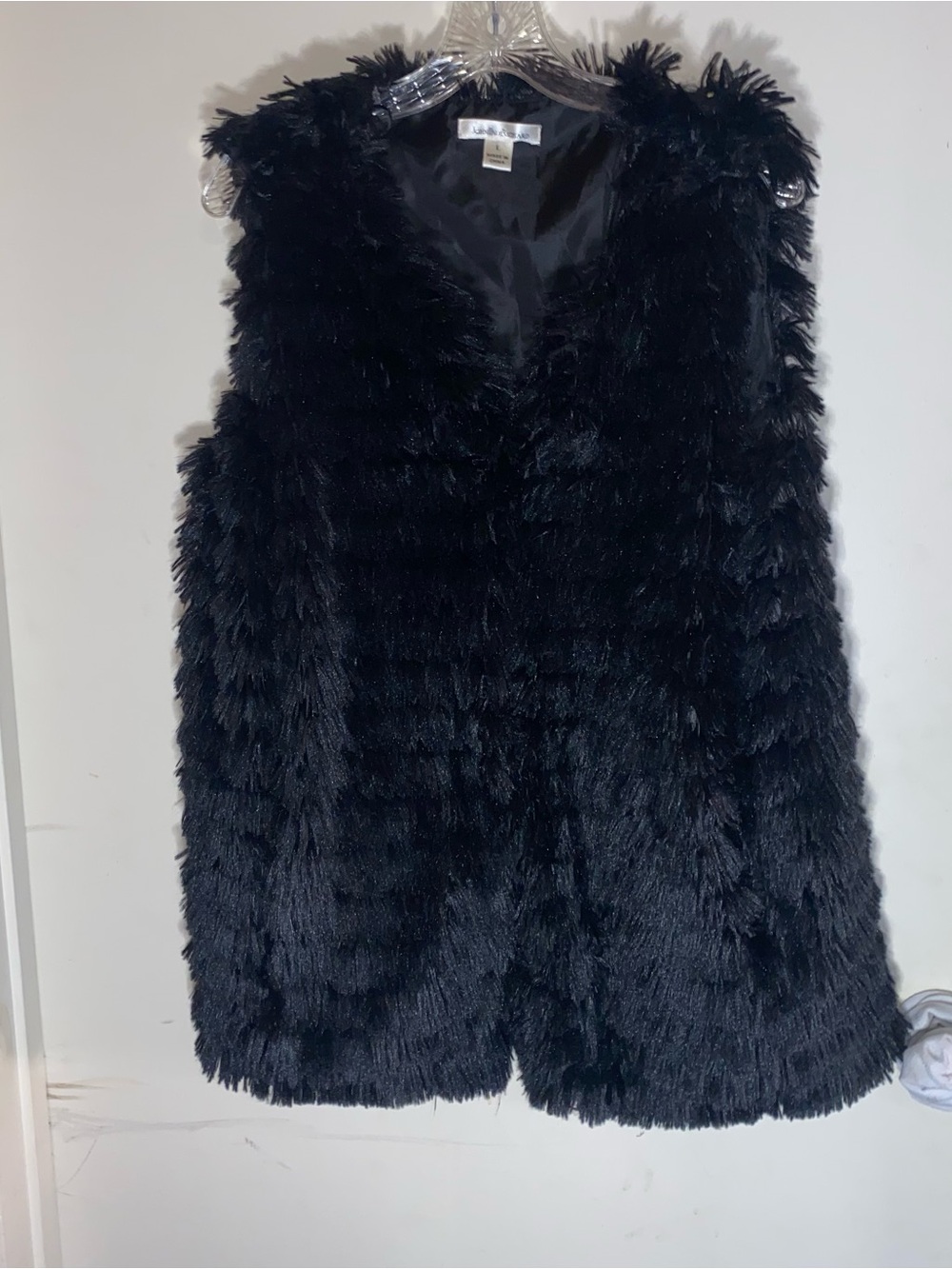 John Paul Richard Women's Vest Fuzzy Black Shag Size Large Groovy Retro Hippie